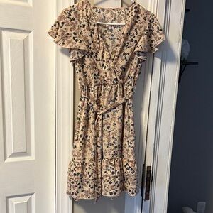 SHEIN Floral Wrap Dress - Pink and Black